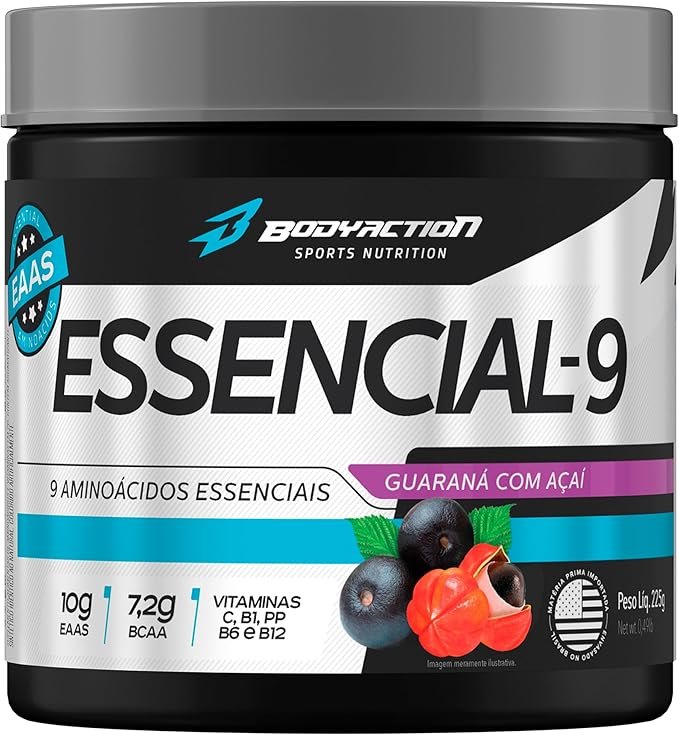 Essencial 9 EAA Aminoácios Essenciais 225g Sabor Guaraná com açaí Bodyaction Essencial 9 EAA Aminoácios Essenciais 225g Sabor Guaraná com açaí Bodyaction - Imagem 1