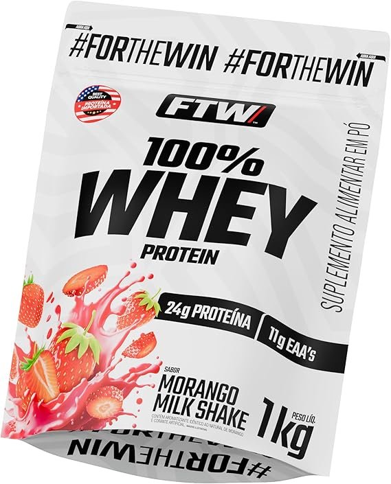 FTW 100% Whey Protein com Proteína Concentrada WPC, para Atletas com Alto Valor Biológico, Suplemento Pós-Treino FTW 100% Whey Protein com Proteína Concentrada WPC, para Atletas com Alto Valor Biológico, Suplemento Pós-Treino Sem Glúten - Refil 1kg (Sabor Morango Milk Shake) - Imagem 1